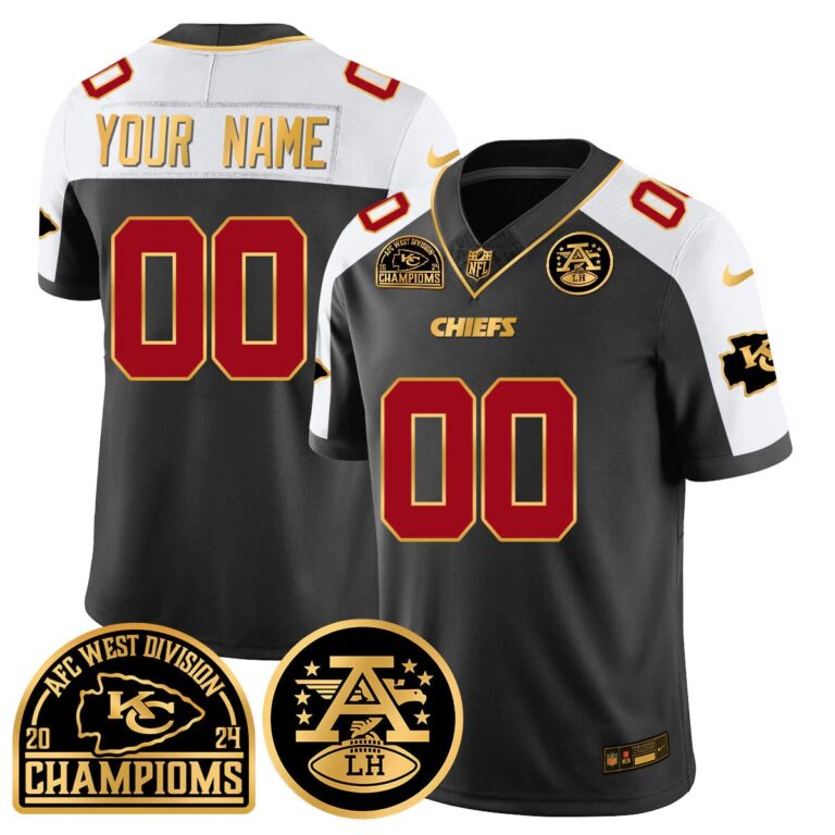 Chiefs 2024 AFC West Division Champions Patch Gold Vapor Limited Custom Jersey - All Stitched