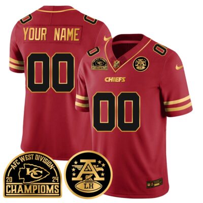 Chiefs 2024 AFC West Division Champions Patch Gold Vapor Limited Custom Jersey - All Stitched | NFL Jersey