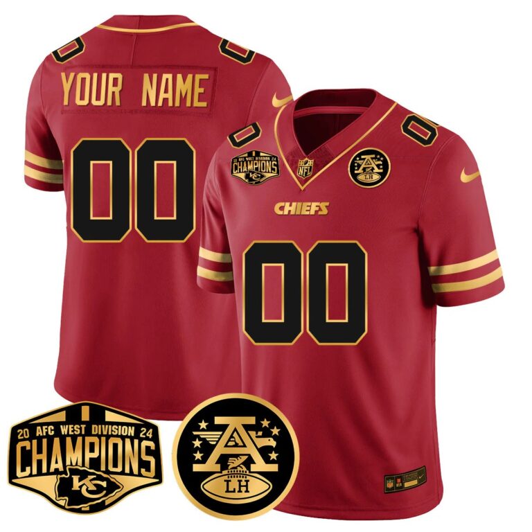Chiefs 2024 AFC West Division Champions Patch Gold Vapor Limited Custom Jersey - All Stitched