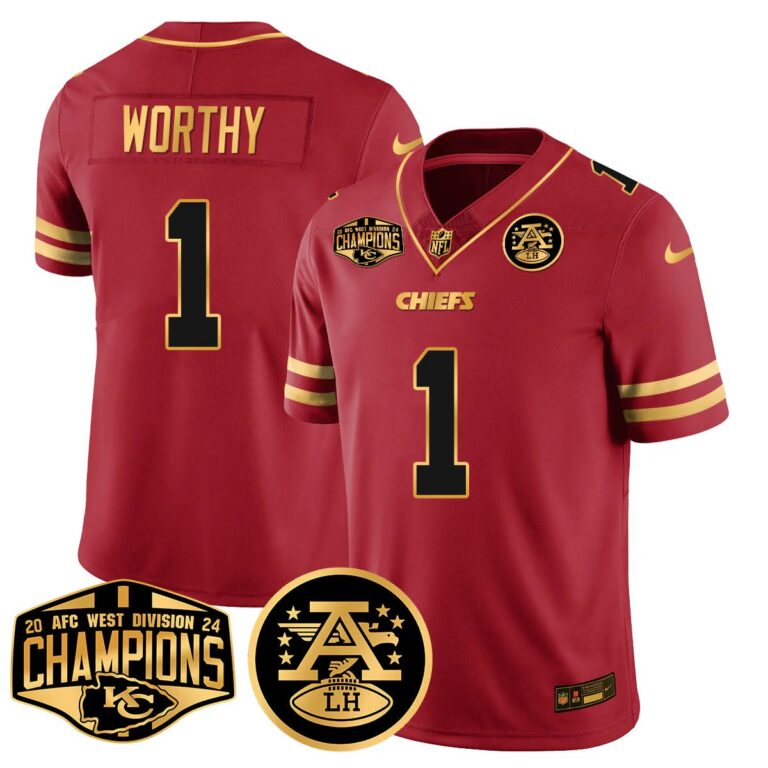Chiefs 2024 AFC West Division Champions Patch Gold Vapor Limited Jersey - All Stitched