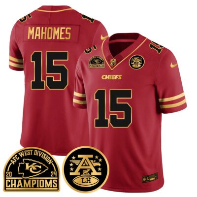 Chiefs 2024 AFC West Division Champions Patch Gold Vapor Limited Jersey - All Stitched | NFL Jersey