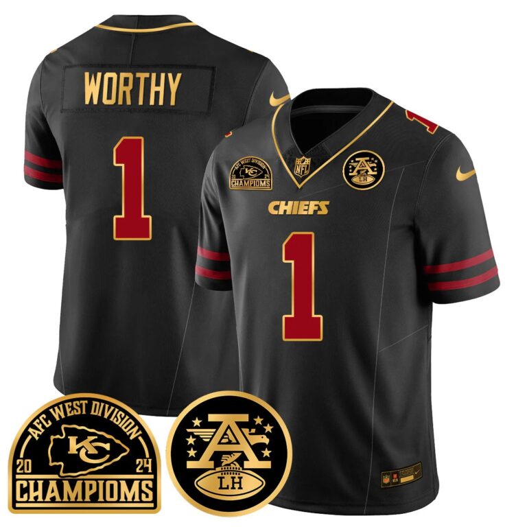 Chiefs 2024 AFC West Division Champions Patch Gold Vapor Limited Jersey - All Stitched