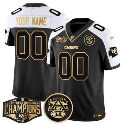 Chiefs 2024 AFC West Division Champions Patch Gold Vapor Limited Custom Jersey - All Stitched | NFL Jersey