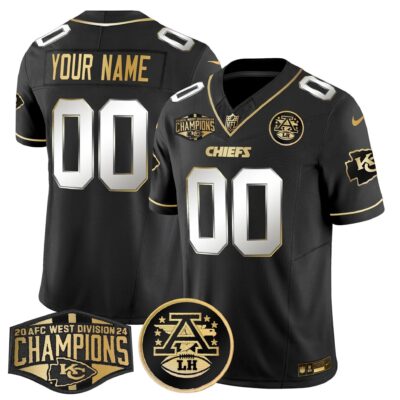 Chiefs 2024 AFC West Division Champions Patch Gold Vapor Limited Custom Jersey - All Stitched | NFL Jersey
