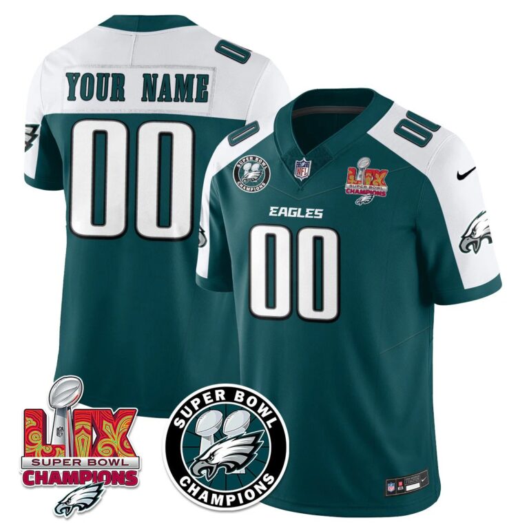 Philadelphia Eagles Super Bowl LIX Champions Custom Jersey - All Stitched