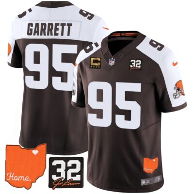 Browns #32 Jim Brown Memorial & Home Patch Vapor Limited Jersey - All Stitched | NFL Jersey