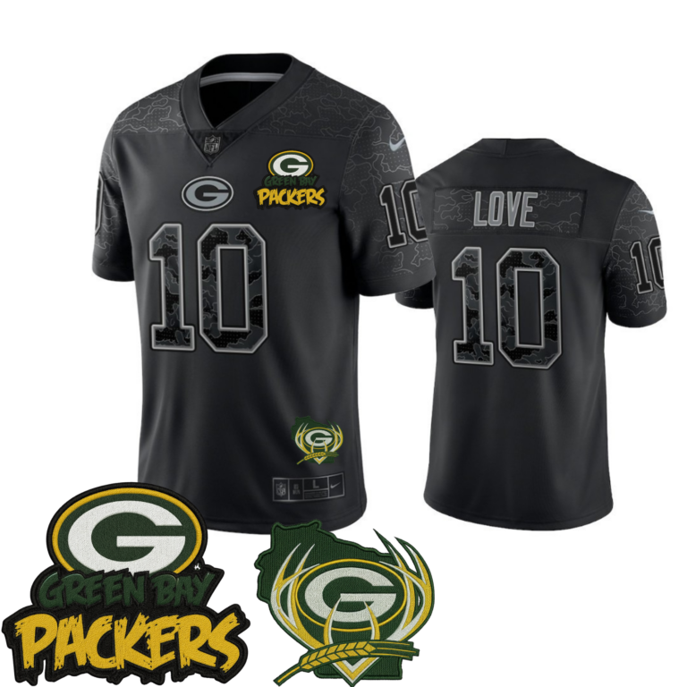 Green Bay Packers Black Reflective Limited Jersey – All Stitched | NFL Jersey