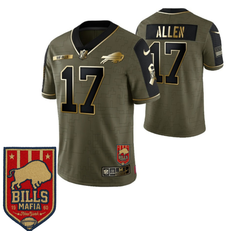 Buffalo Bills Game Jersey Nfl Golden Brandedition Olive Jersey - All Stitched | NFL Jersey