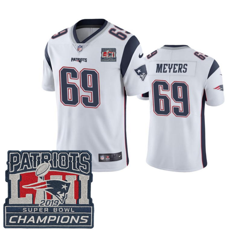 New England Patriots Navy Blue/Silver 2019 Super Bowl Champions Patch - All Stitched | NFL Jersey