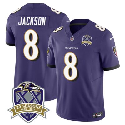 Ravens 20th Season Patch Vapor Limited Jersey - All Stitched | NFL Jersey