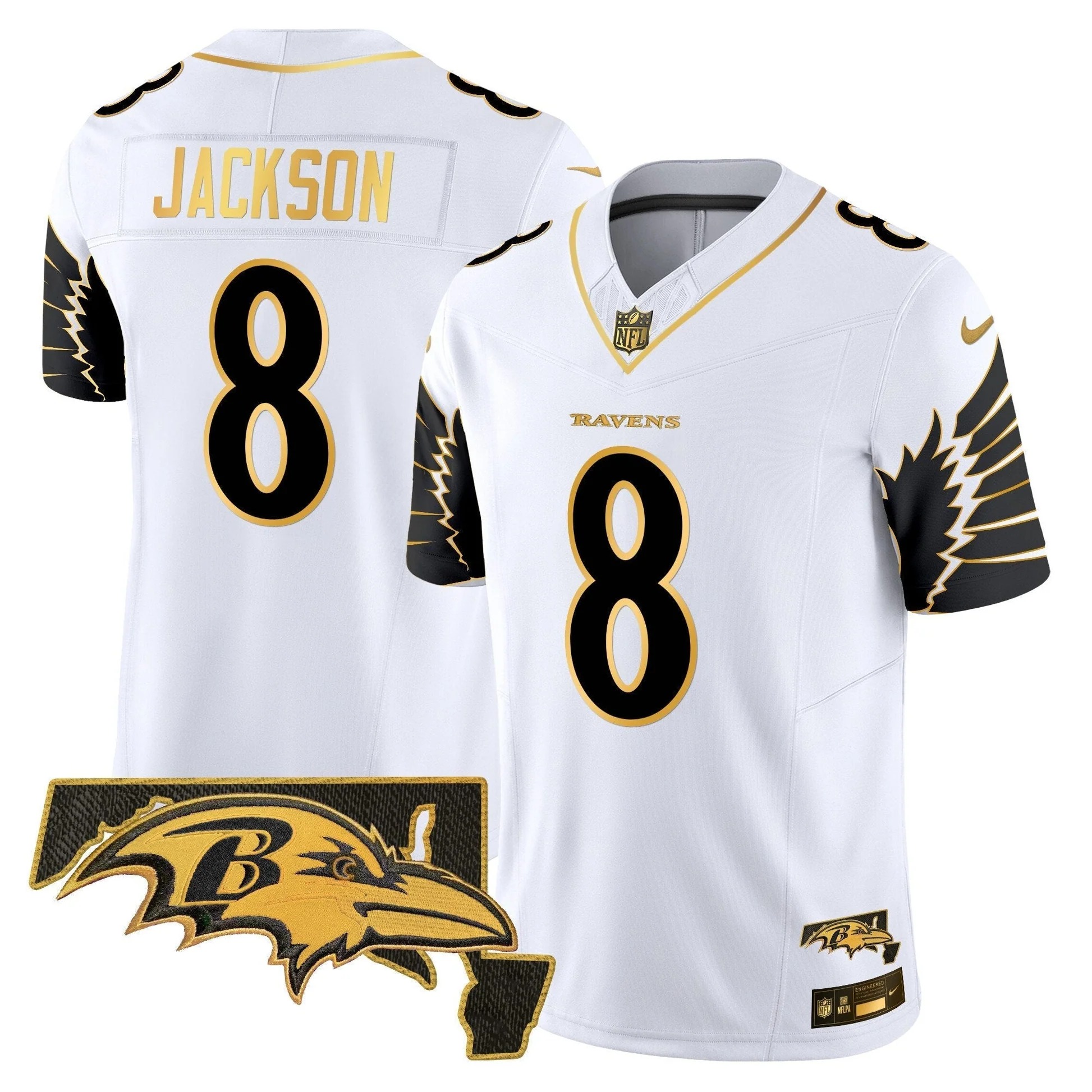 Ravens Maryland Patch Gold Vapor Limited Jersey V2 - All Stitched | NFL Jersey Ravens Maryland Patch Gold Vapor Limited Jersey V2 - All Stitched | NFL Jersey