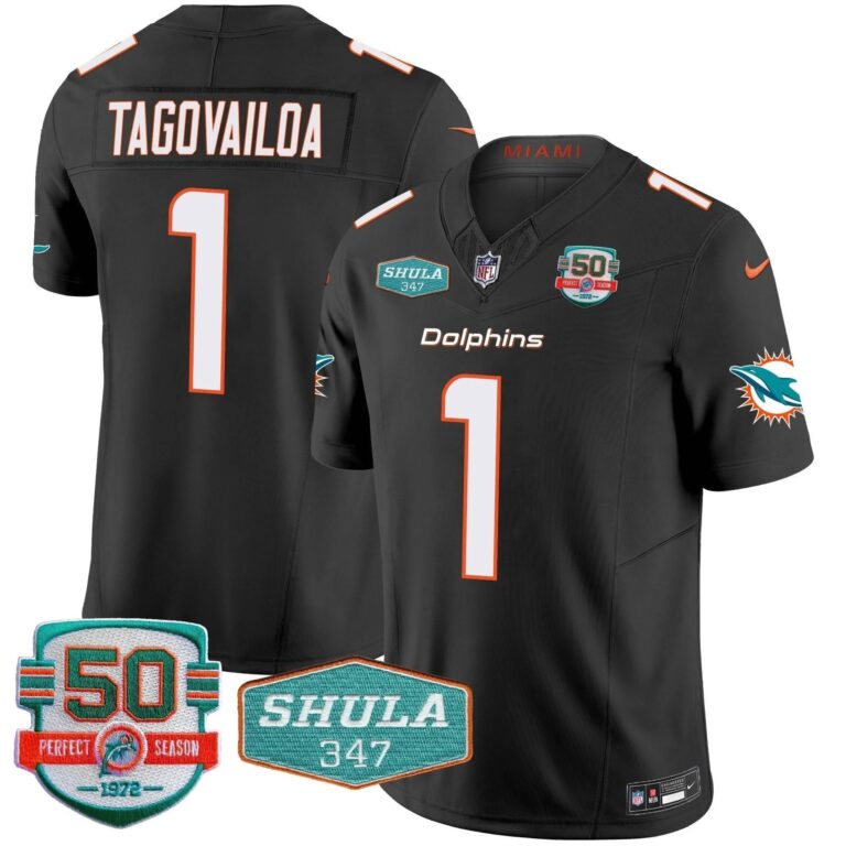 Dolphins Shula 347 Patch Vapor Limited Jersey V2 - All Stitched | NFL Jersey
