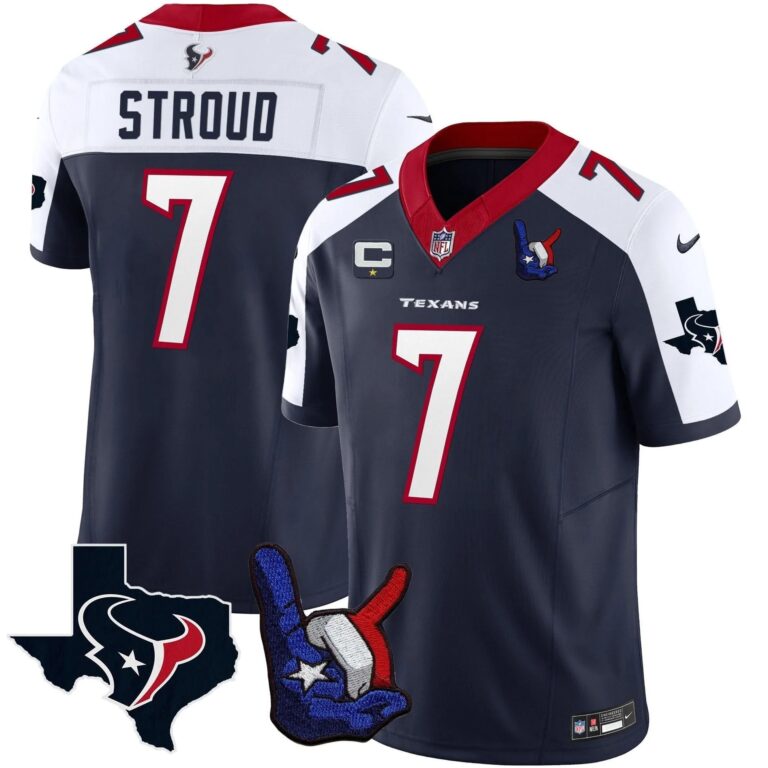 Houston Texans Hand Sign Throwing Up The H Vapor Jersey - All Stitched | NFL Jersey