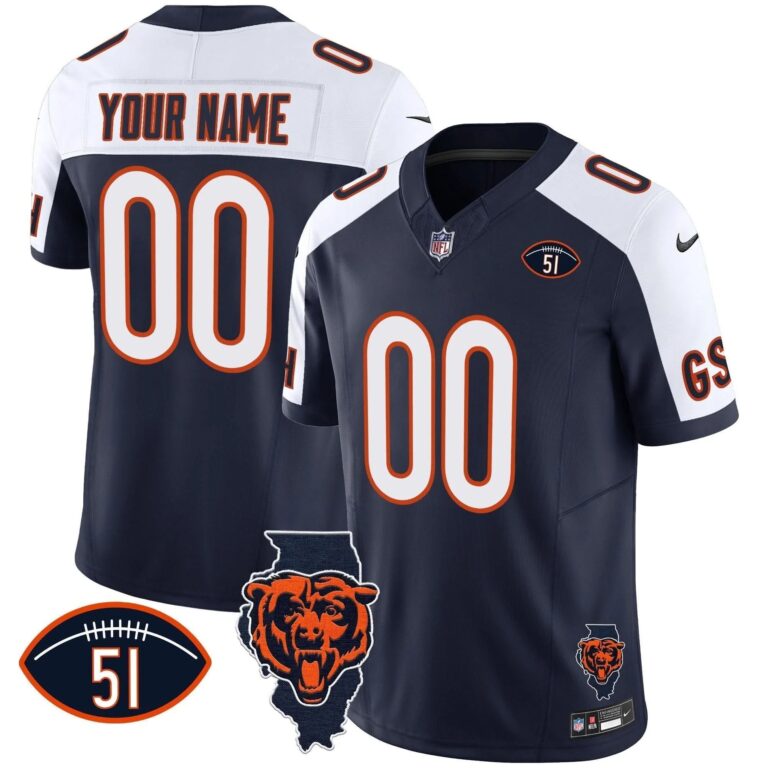 Bears Illinois Patch Vapor Custom Jersey - All Stitched | NFL Jersey