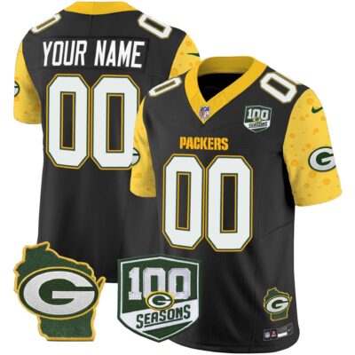 Packers 100th Season & Home Patch Cheese Vapor Limited Custom Jersey