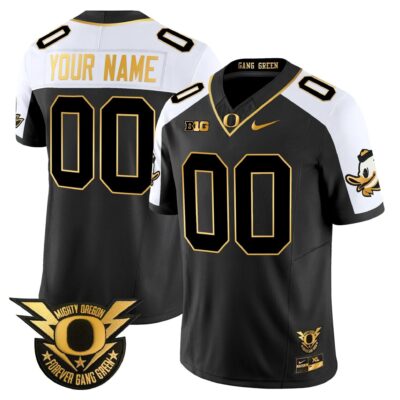 Oregon Ducks 2024 Forever Gang Green & BIG Patch Gold Vapor Limited Custom Jersey - All Stitched | NCAA Jersey