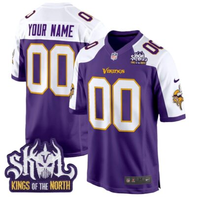 Minnesota Vikings King Of The North Patch Throwback Game Custom Jersey - All Stitched | NFl Jersey