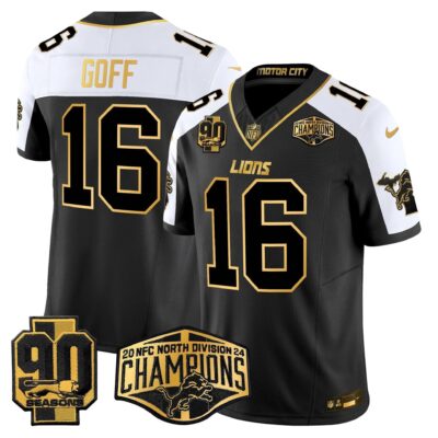 Detroit Lions 2024 NFC North Division Champions Patch Gold Vapor Limited Jersey - All Stitched | NFL Jersey