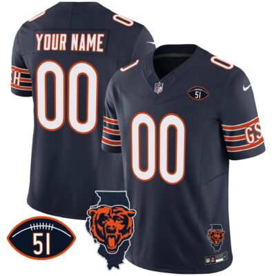 Bears Illinois Patch Vapor Custom Jersey - All Stitched | NFL Jersey