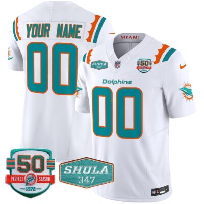 Dolphins 50th & Don Shula 347 Memorial Patch Vapor Limited Custom Jersey - All Stitched | NFL Jersey
