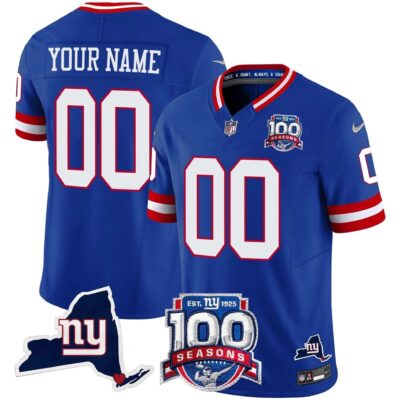 New York Giants 100th Season & State Patch Vapor Limited Custom Jersey - All Stitched | NFL Jersey