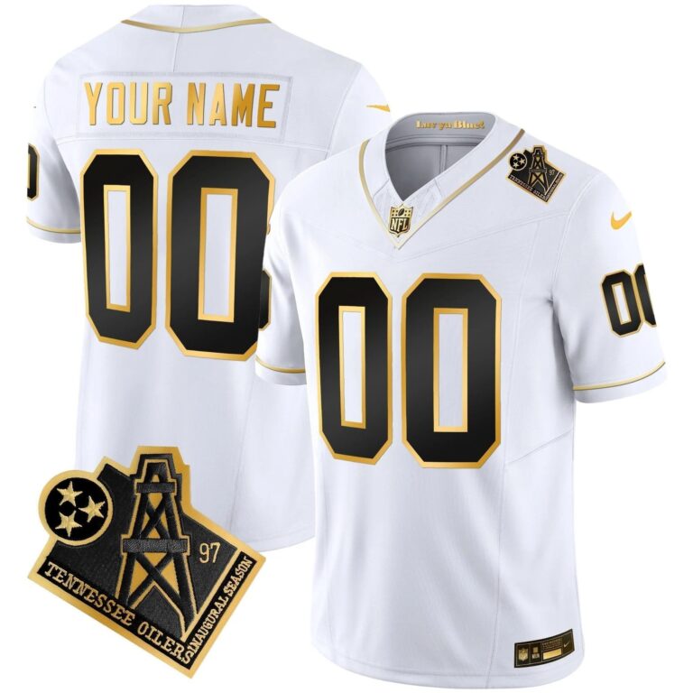 Titans 1997 Throwback Gold Vapor Custom Jersey - All Stitched | NFL Jersey