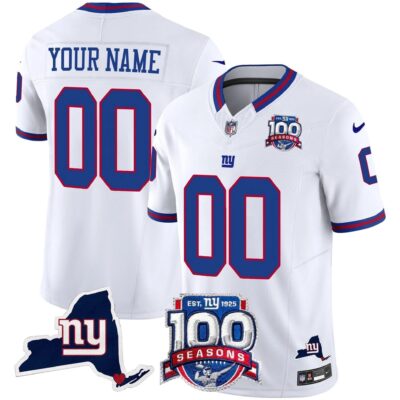 New York Giants 100th Season & State Patch Vapor Limited Custom Jersey - All Stitched | NFL Jersey