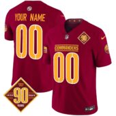 Washington Commanders 90th Anniversary Patch Vapor Limited Custom Jersey - All Stitched | NFL Jersey