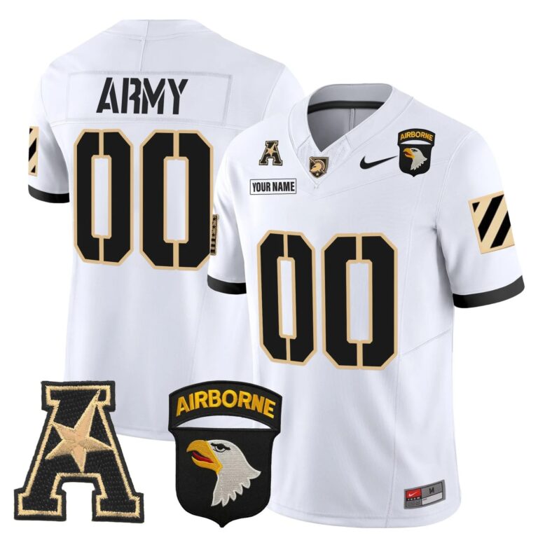 Army Black Knights 101st Airborne Division Patch 2024 Vapor Limited Custom Jersey V3 - All Stitched | NCAA Jersey