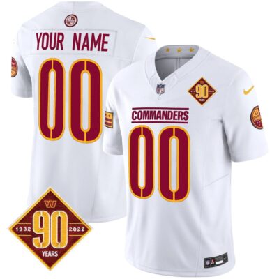 Washington Commanders 90th Anniversary Patch Vapor Limited Custom Jersey - All Stitched | NFL Jersey