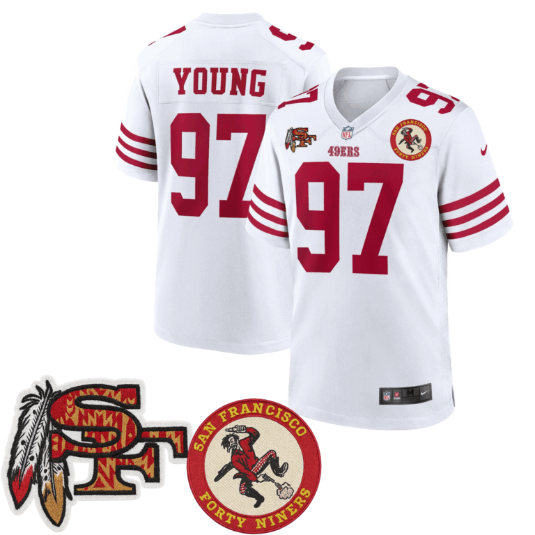 San Francisco 49ers Color Rush Vapor Limited Jersey White Throwback Patch – All Stitched | NFL Jersey