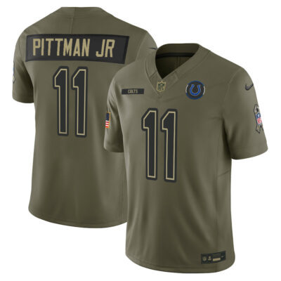 Men's Indianapolis Colts Olive 2025 Salute to Service Limited Jersey - All Stitched - Limited Jersey | NFL Jersey