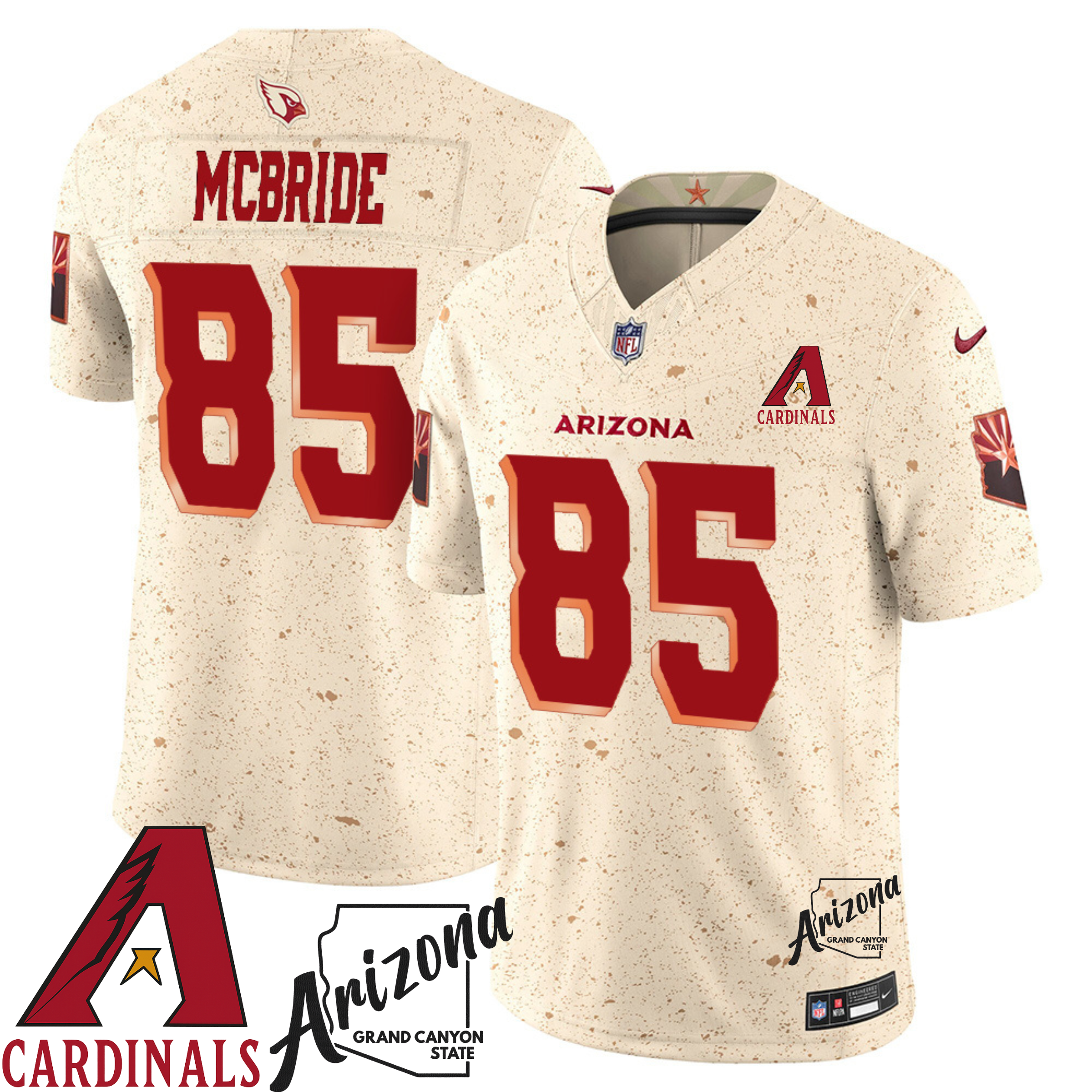 Arizona Cardinals Natural 2025 Rivalries State Patch Collection Custom Limited Jersey - All Stitched - Limited Jersey | NFL Jersey Arizona Cardinals Natural 2025 Rivalries State Patch Collection Custom Limited Jersey - All Stitched - Limited Jersey | NFL Jersey