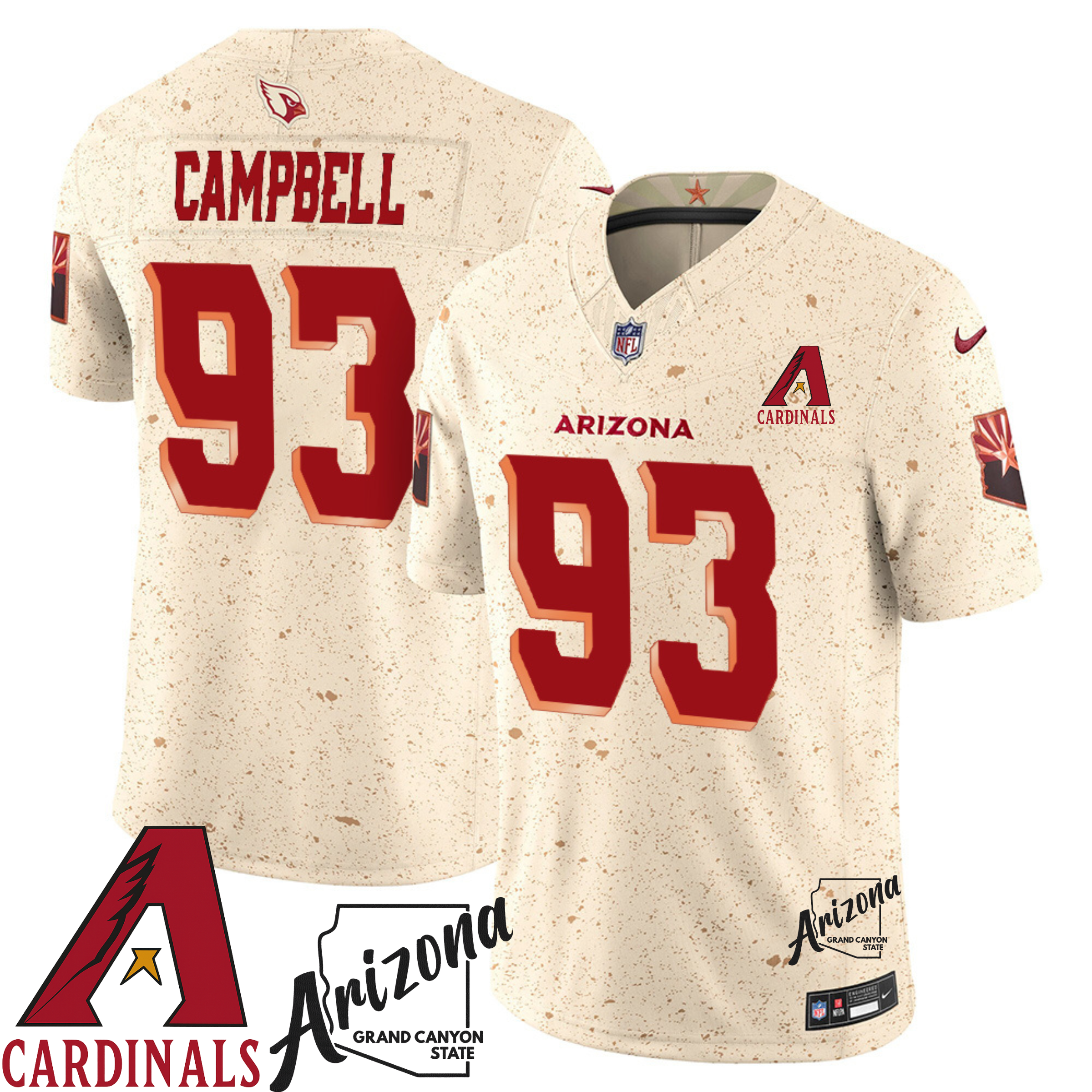 Arizona Cardinals Natural 2025 Rivalries State Patch Collection Custom Limited Jersey - All Stitched - Limited Jersey | NFL Jersey Arizona Cardinals Natural 2025 Rivalries State Patch Collection Custom Limited Jersey - All Stitched - Limited Jersey | NFL Jersey