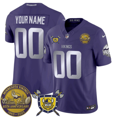Vikings Vapor Limited Jersey Vikings 65th Anniversary Patch Limited Custom Jersey – All Stitched | NFL Jersey