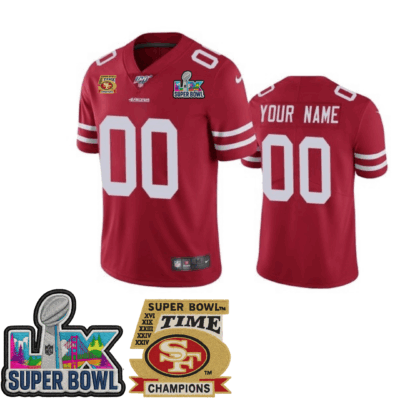 San Francisco 49ers Super Bowl LX Custom Jersey - All Stitched | NFL Jersey San Francisco 49ers Super Bowl LX Custom Jersey - All Stitched | NFL Jersey