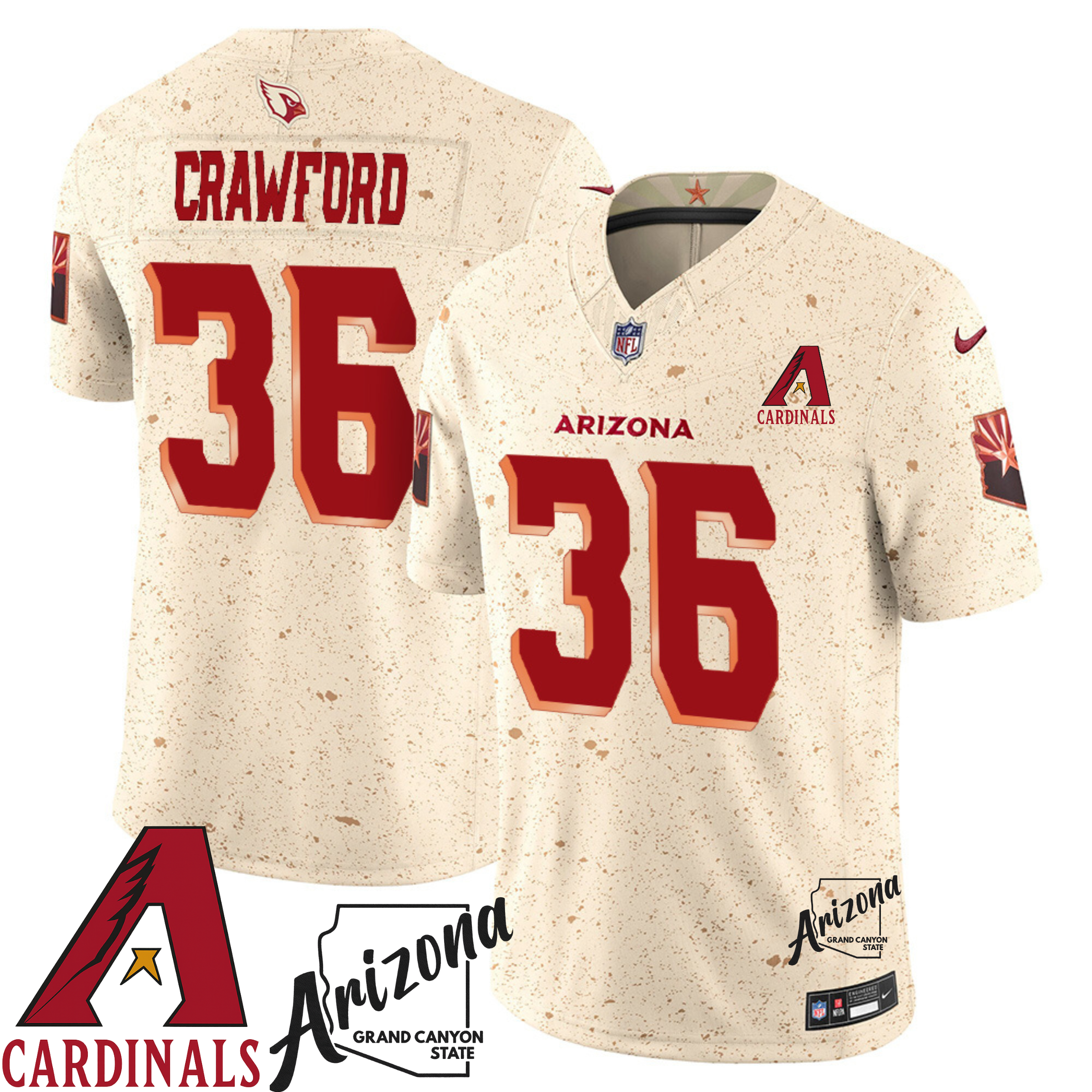 Arizona Cardinals Natural 2025 Rivalries State Patch Collection Custom Limited Jersey - All Stitched - Limited Jersey | NFL Jersey Arizona Cardinals Natural 2025 Rivalries State Patch Collection Custom Limited Jersey - All Stitched - Limited Jersey | NFL Jersey