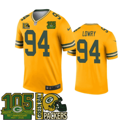 Green Bay Packers 105 Aniversary  Gold Inverted Legend Jersey – All Stitched | NFL Jersey