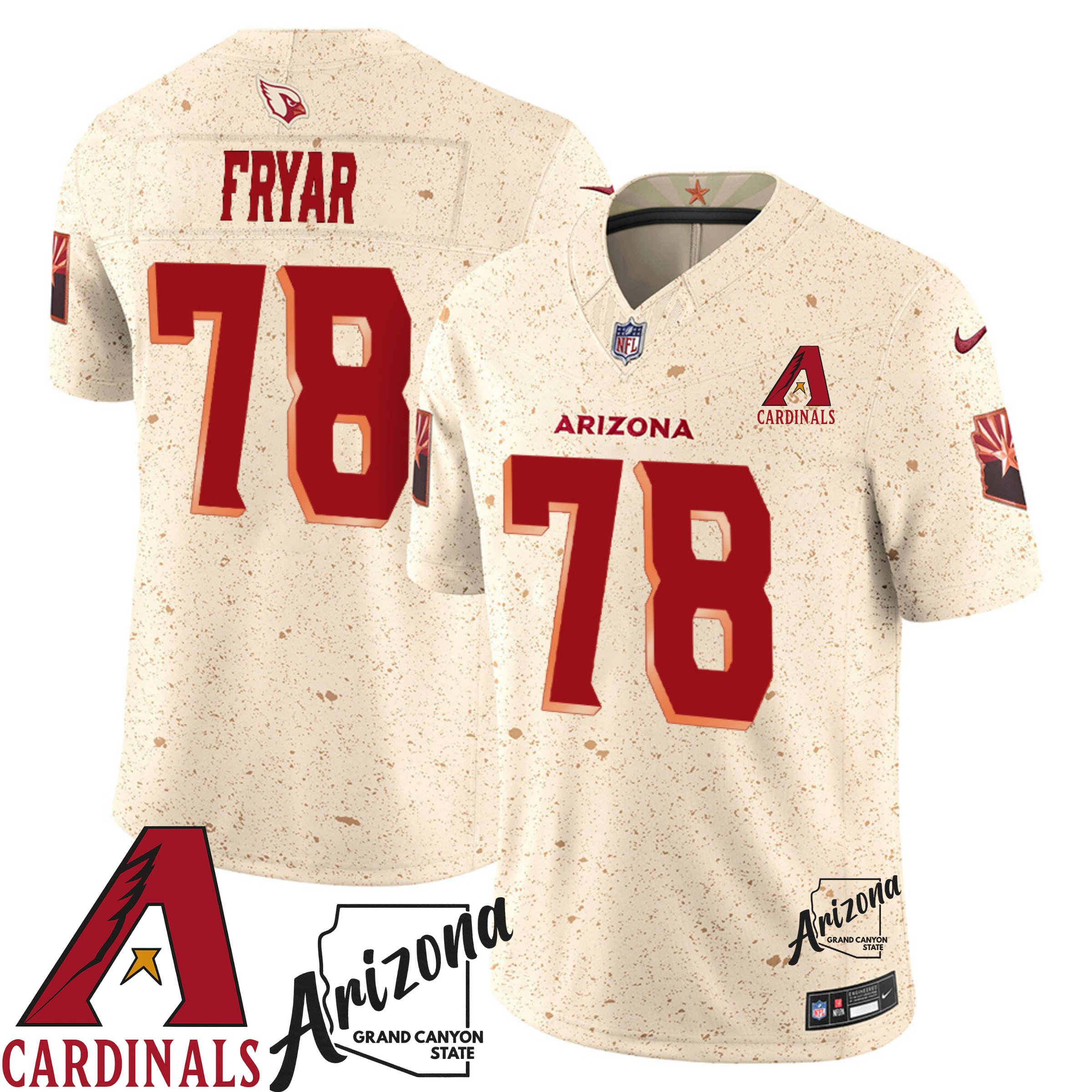 Arizona Cardinals Natural 2025 Rivalries State Patch Collection Custom Limited Jersey - All Stitched - Limited Jersey | NFL Jersey Arizona Cardinals Natural 2025 Rivalries State Patch Collection Custom Limited Jersey - All Stitched - Limited Jersey | NFL Jersey