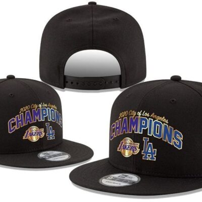 Men's Los Angeles New Era Black 2020 Dual Champions City Snapback Adjustable Hat - Limited Hat | NBA Hat