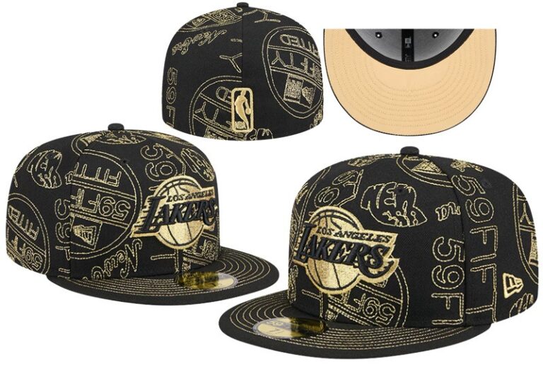 Los Angeles Lakers New Era Black Day Allover Print Stencil Fitted Hat - Limited Hat | NBA Hat