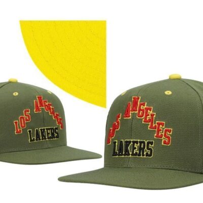 Mens Los Angeles Lakers Mitchell And Ness X Lids Olive 50Th Team Anniversary Hardwood Classics Dusty Fitted Hat - Limited Hat | NBA Hat