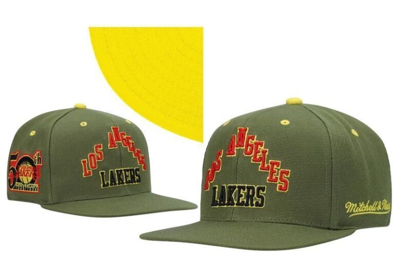 Mens Los Angeles Lakers Mitchell And Ness X Lids Olive 50Th Team Anniversary Hardwood Classics Dusty Fitted Hat - Limited Hat | NBA Hat