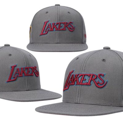 Mens Los Angeles Lakers Mitchell And Ness Charcoal Hardwood Classics Nba 50th Anniversary Carbon Cabernet Fitted Hat - Limited Hat | NBA Hat