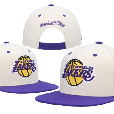 Mens Los Angeles Lakers Mitchell And Ness White Purple 2010 Nba Finals Xl Patch Snapback Hat - Limited Hat | NBA Hat