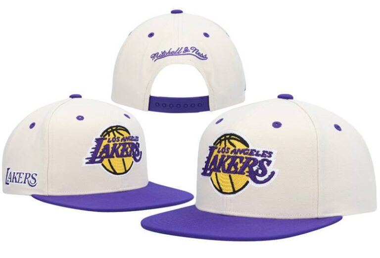 Mens Los Angeles Lakers Mitchell And Ness White Purple 2010 Nba Finals Xl Patch Snapback Hat - Limited Hat | NBA Hat