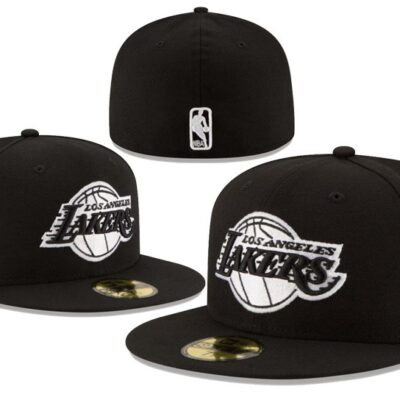 Los Angeles Lakers Fitted New Era Black White Logo Black - Limited Hat | NBA Hat