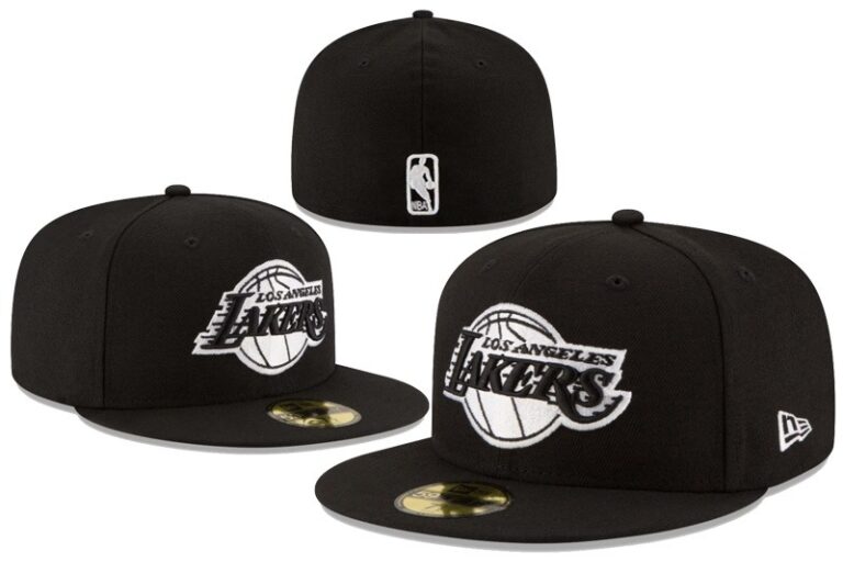 Los Angeles Lakers Fitted New Era Black White Logo Black - Limited Hat | NBA Hat