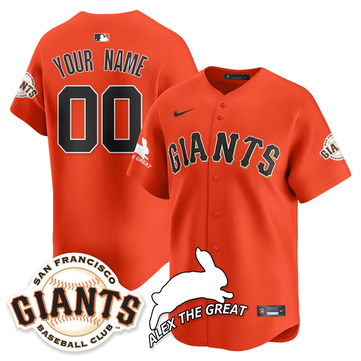 Custom San Francisco Giants "Alex the Great" Rabbit Memories 2025 Jersey - All Stitched - Limited Jersey | MLB Jersey Custom San Francisco Giants "Alex the Great" Rabbit Memories 2025 Jersey - All Stitched - Limited Jersey | MLB Jersey