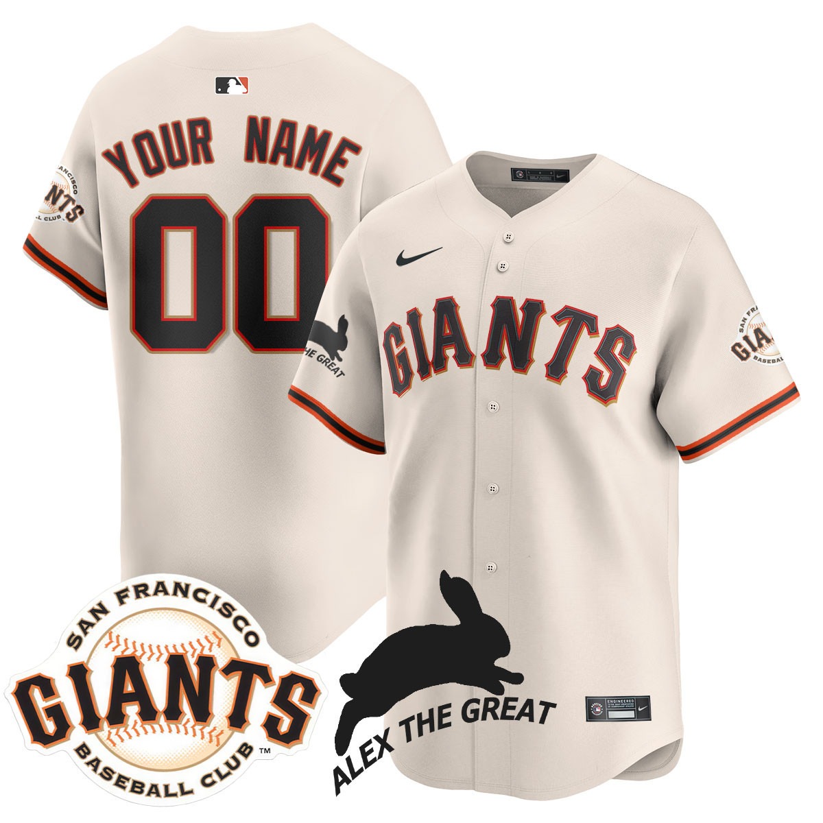 Custom San Francisco Giants "Alex the Great" Rabbit Memories 2025 Jersey - All Stitched - Limited Jersey | MLB Jersey Custom San Francisco Giants "Alex the Great" Rabbit Memories 2025 Jersey - All Stitched - Limited Jersey | MLB Jersey